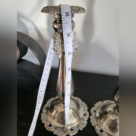 2 Baroque Wallace Silver Plate Antique Victorian Rococo Candlestick Holders 9x4 - Picture 14 of 15